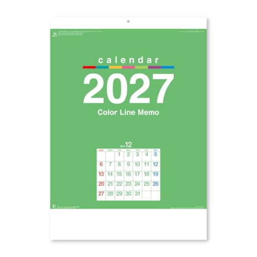 New Japan Calendar 2027 Wall Calendar Color Line Memo NK174