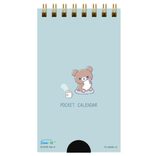 Todan 2027 Rilakkuma Pocket Calendar (Chairoikoguma) 12.3 x 7cm TD-30081-D