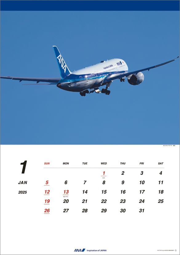 ANA '787' 2025 Wall Calendar CL25-1158