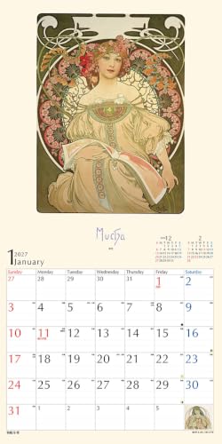 Try-X Alphonse Mucha 2027 Wall Calendar 27CL-473 60 x 30cm