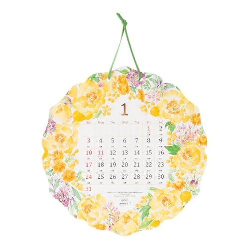 Midori 2027 Wall Calendar Die-cut Country Time Wreath Pattern 31419006