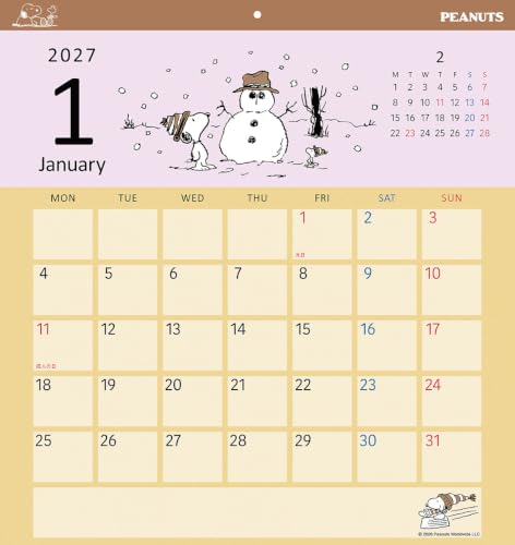 Sun-Star Stationery 2027 Snoopy Square Wall Calendar 45 x 42cm CL-068