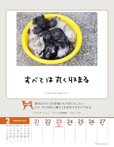 Try-X Only One Chance at Life! 2027 Desk Wall Calendar 27CL-383 18 x 14cm