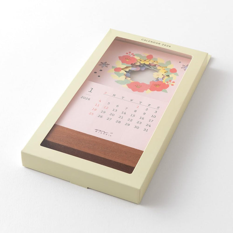 Midori 2026 Desk Calendar Seasonal Views Calendar - Floral Design with Limited Stickers 31368006