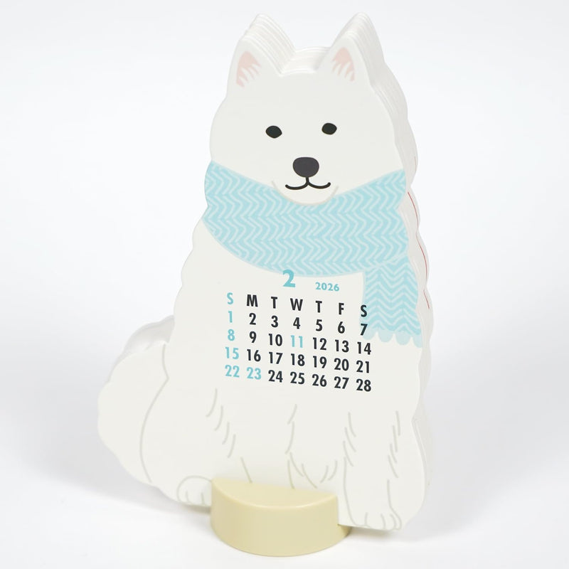 Greeting Life 2026 Desk Calendar Animal Die Cut Samoyed C-1716-ET