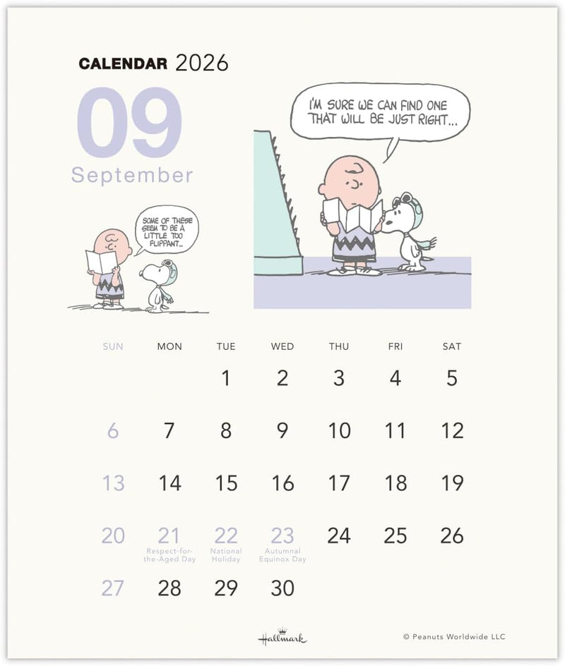Hallmark Snoopy 2026 Wall Calendar Small Vertical Type 845438