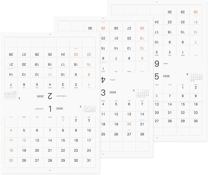 Midori 2026 Wall Calendar Hanger Calendar Refill 31382006