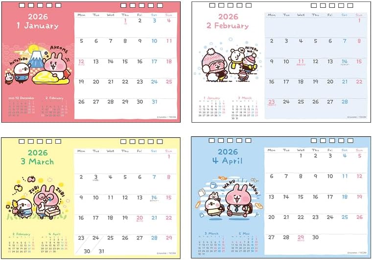 Sun-Star Stationery Kanahei 2026 Desk Calendar Pike & Usagi S8521590