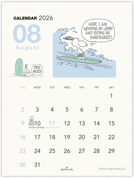 Hallmark Snoopy 2026 Desk Calendar Vertical Type 845599