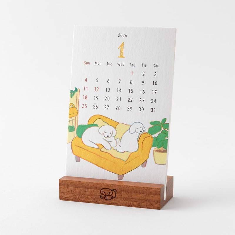 Midori 2026 Desk Calendar Stand Calendar Dog Pattern 31366006