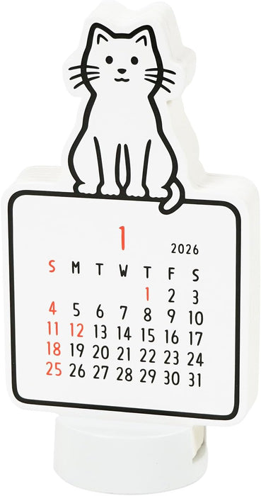Greeting Life 2026 Desk Calendar Noritake Die Cut Cat C-1723-NT