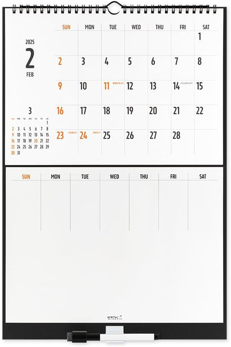 Midori 2025 Wall Calendar Whiteboard Calendar M 31330006