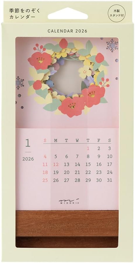Midori 2026 Desk Calendar Seasonal Views Calendar - Floral Design 31368006