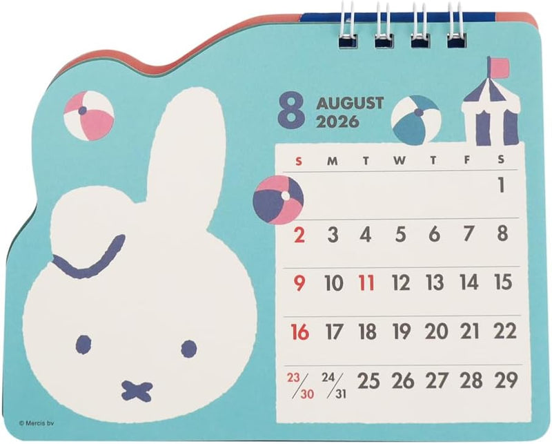 SQUARE Miffy 2026 Desk Calendar Die-cut Pink 34BCA-6