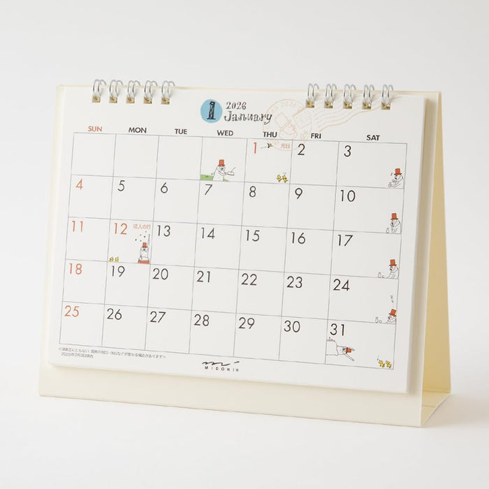Midori 2026 Desk Calendar M Ojisan Pattern 31363006