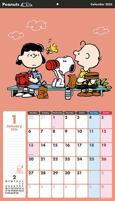 Sun-Star Stationery Snoopy 2025 Wall Calendar CL-066