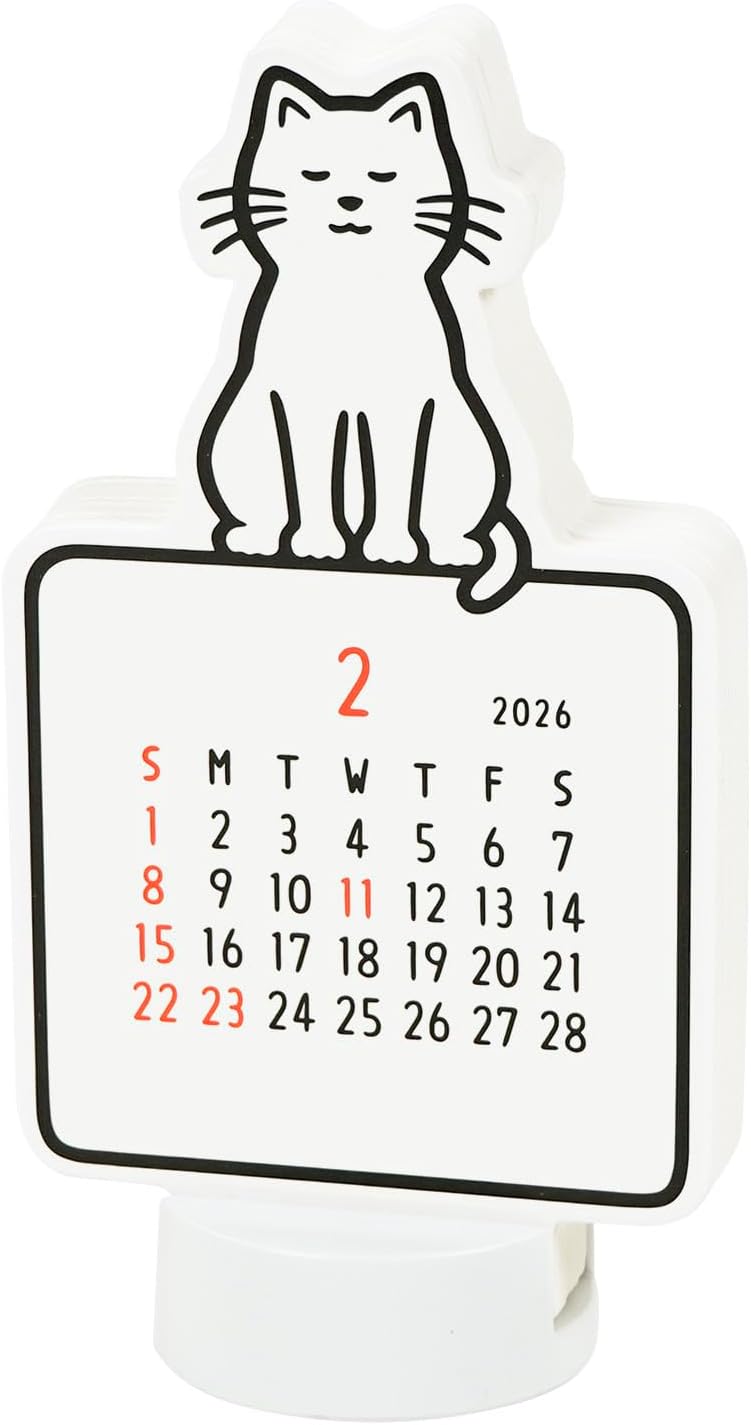 Greeting Life 2026 Desk Calendar Noritake Die Cut Cat C-1723-NT