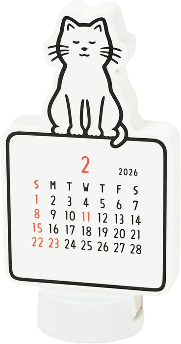 Greeting Life 2026 Desk Calendar Noritake Die Cut Cat C-1723-NT
