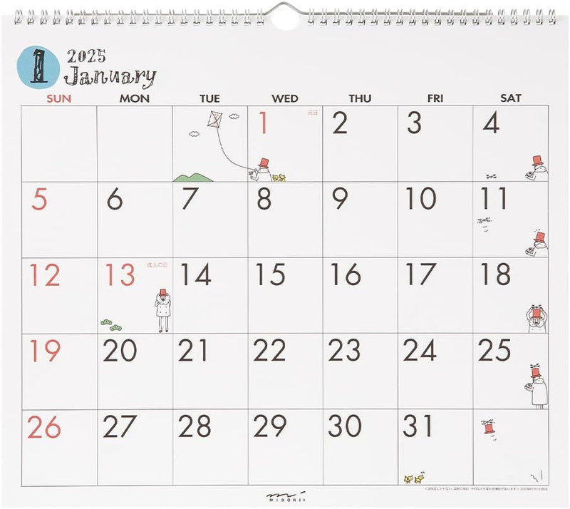 Midori 2025 Wall Calendar L Ojisan Pattern 31326006