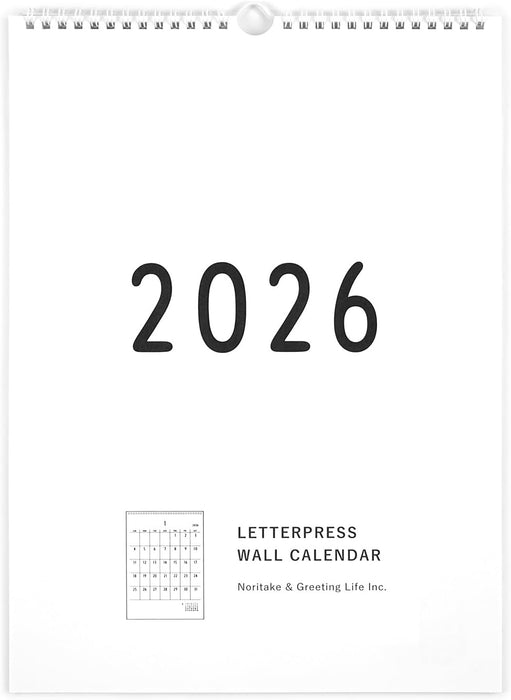 Greeting Life 2026 LETTERPRESS Wall Calendar Noritake C-1667-NT