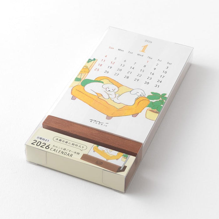 Midori 2026 Desk Calendar Stand Calendar Dog Pattern 31366006