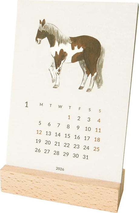 EL COMMUN MATOKA 2026 Desk Calendar Wooden Stand Yule CAL-140
