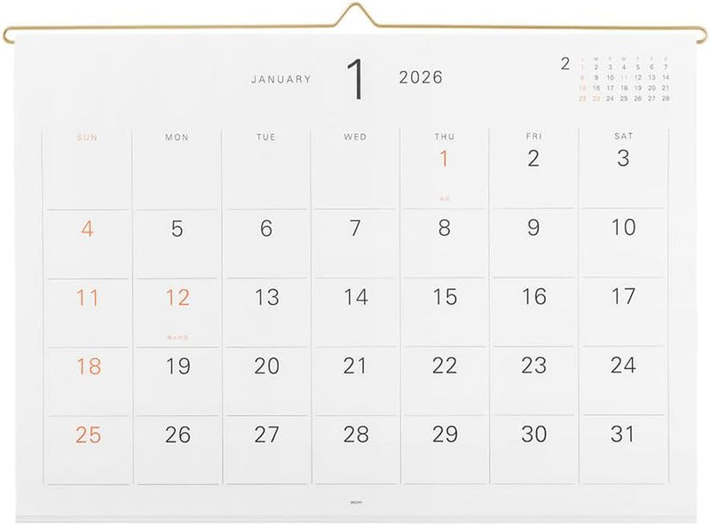 Midori 2026 Wall Calendar Hanger Calendar 31381006