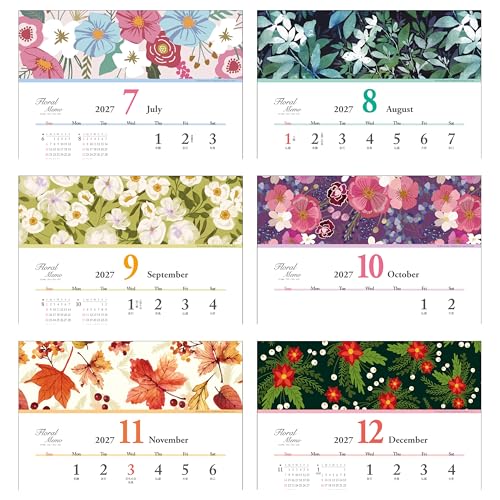 Todan 2027 Wall Calendar Floral Memo 53.1 x 24.2cm TD-968
