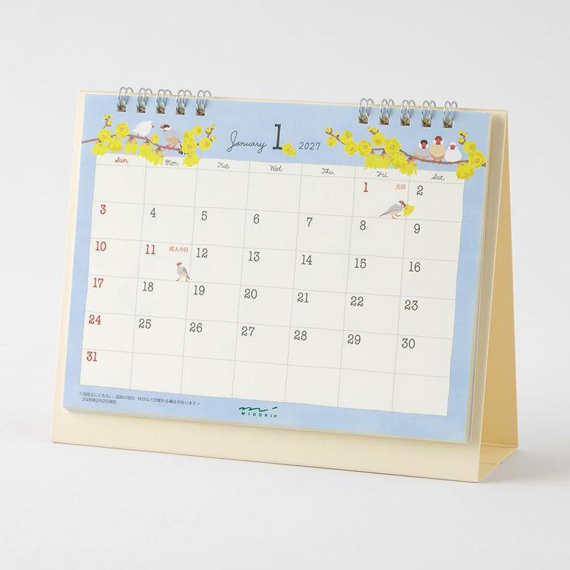 Midori 2027 Desk Calendar M Bird Pattern 31412006