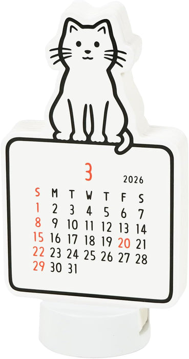Greeting Life 2026 Desk Calendar Noritake Die Cut Cat C-1723-NT
