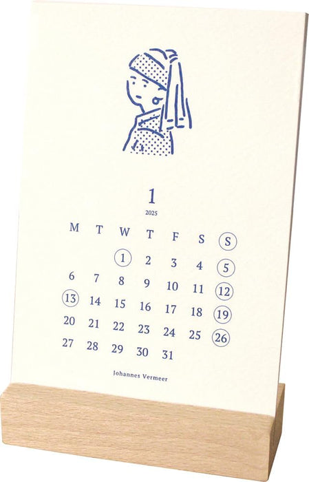 EL COMMUN MATOKA 2025 Desk Calendar Wooden Stand Masterpiece CAL-108