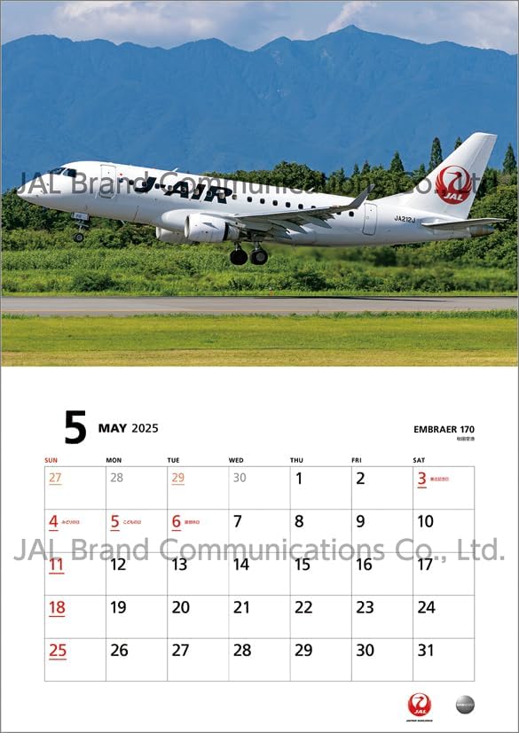 JAL 'FLEET' (Normal Size) 2025 Wall Calendar CL25-1135