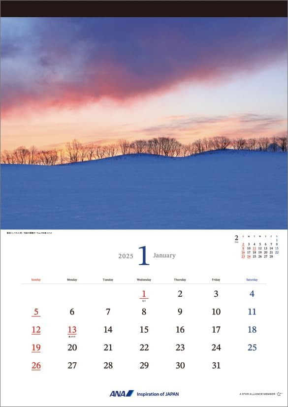 ANA 'Graphic Gallery Hokkaido' 2025 Wall Calendar CL25-1148