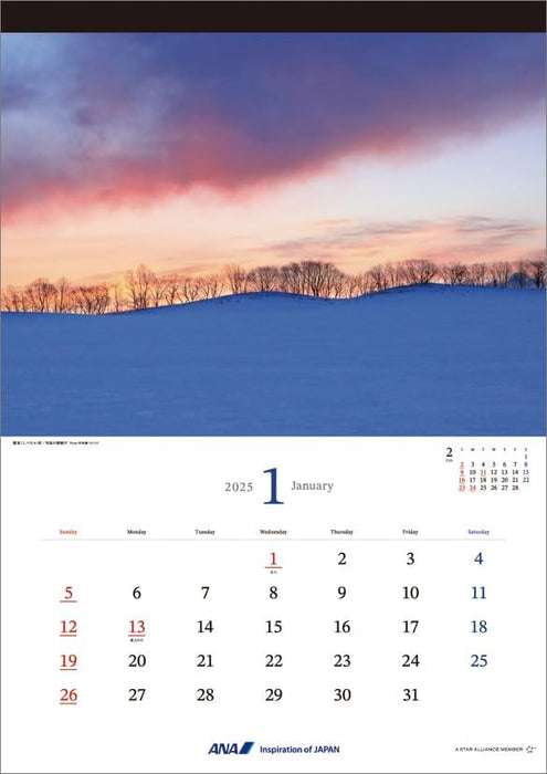 ANA 'Graphic Gallery Hokkaido' 2025 Wall Calendar CL25-1148