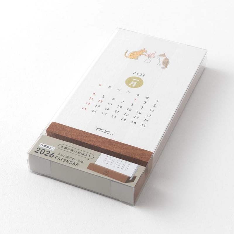 Midori 2026 Desk Calendar Stand Calendar Cat Pattern 31367006
