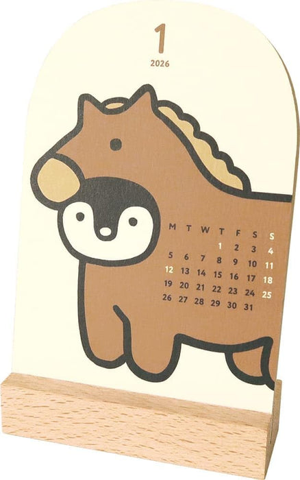 EL COMMUN MATOKA 2026 Desk Calendar Wooden Stand Die-Cut Kigurumi CAL-139
