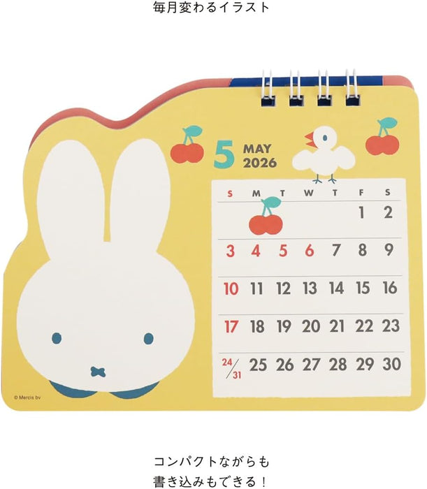 SQUARE Miffy 2026 Desk Calendar Die-cut Pink 34BCA-6