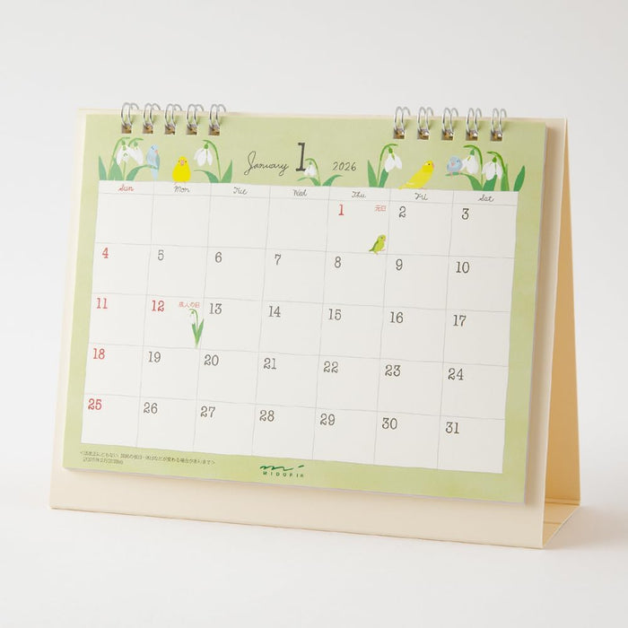 Midori 2026 Desk Calendar M Bird Pattern 31365006