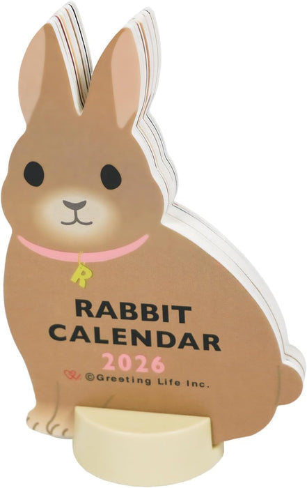 Greeting Life 2026 Desk Calendar Animal Die Cut Rabbit C-1719-ET