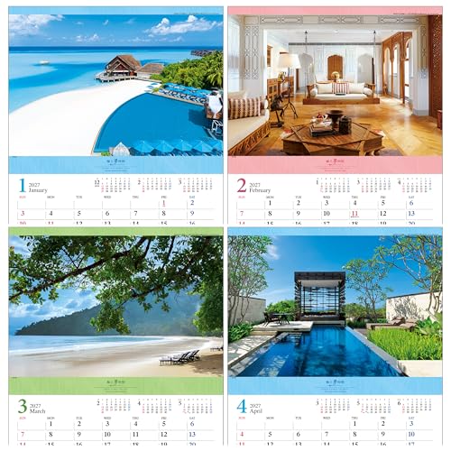 Todan 2027 Wall Calendar Best Dream Time - Adored Resort - 53.5 x 38cm TD-814