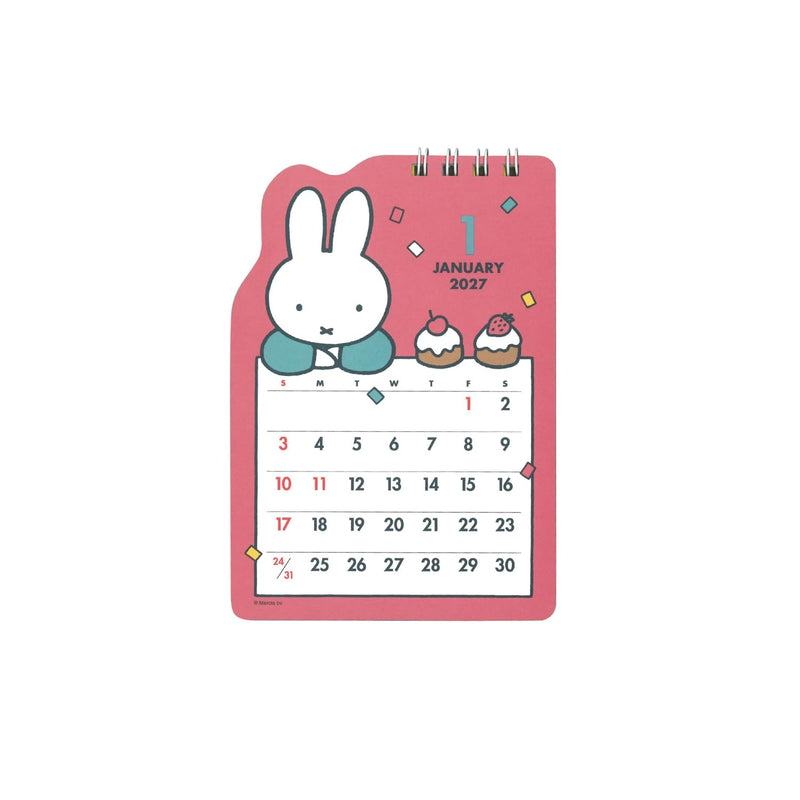 SQUARE Miffy 2027 Desk Calendar Die-cut Pink 31BCA-6