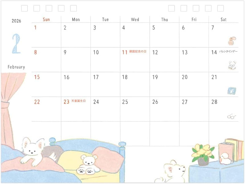 Midori 2026 Desk Calendar M Dog Pattern 31361006