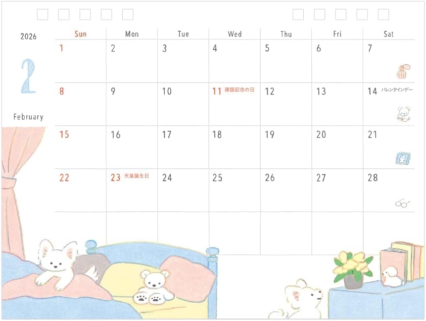 Midori 2026 Desk Calendar M Dog Pattern 31361006