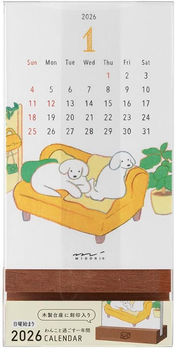 Midori 2026 Desk Calendar Stand Calendar Dog Pattern 31366006