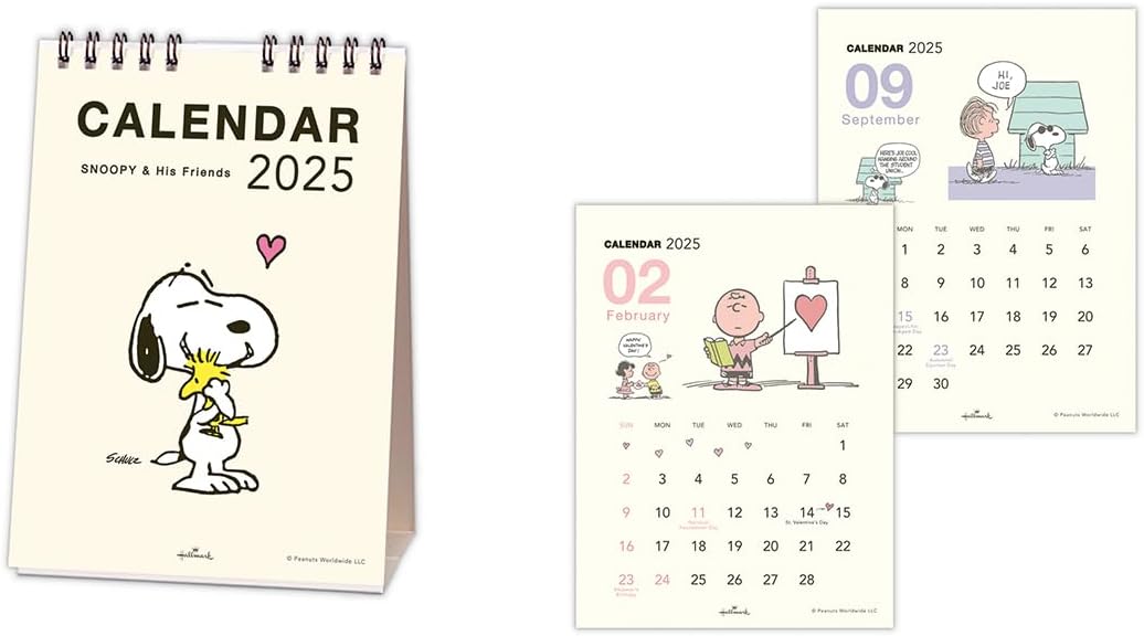 Hallmark Snoopy 2025 Desk Calendar Vertical Type 834-876