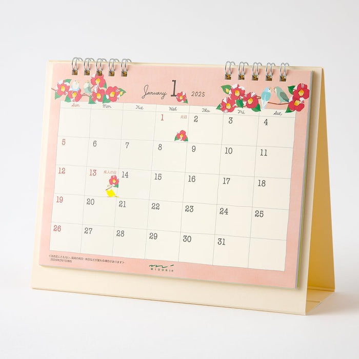 Midori 2025 Desk Calendar M Bird Pattern 31317006