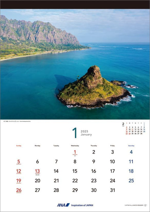 ANA 'Graphic Gallery Hawaii' 2025 Wall Calendar CL25-1145