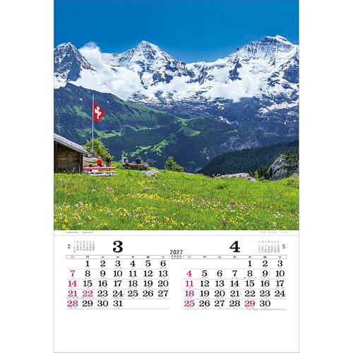 Todan 2027 Wall Calendar Switzerland Tohan DX Film 75 x 50.4cm TD-520