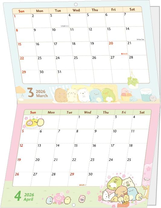 Sumikko Gurashi Wall Calendar 2026 A4 CD40201