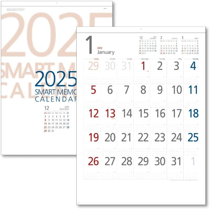 King Corporation 2025 Wall Calendar Smart Memo B3 530 x 380mm KC20028